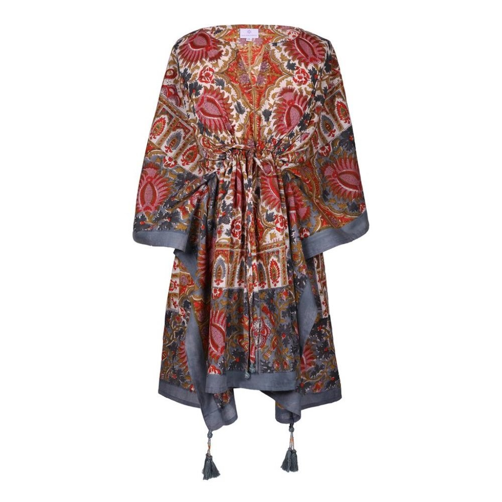 Pax Philomena Paloma Paisley Short Kaftan Dress OS